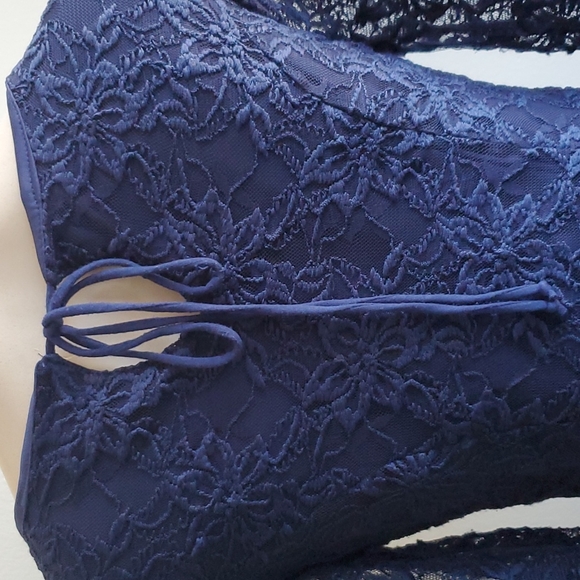 As U Wish Dress for Teenagers Lace Details Keyhole Tie Back Royal Blue Size Sm - Picture 8 of 12